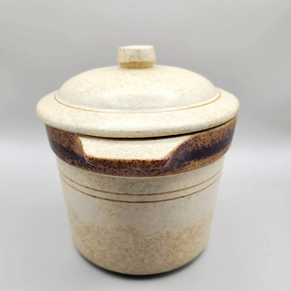 Pottery Craft Vintage 70's Stoneware Bean/Soup Pot with Lid